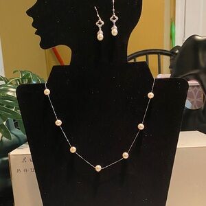 925 Italian Classic Pearl Necklace and Earring Set